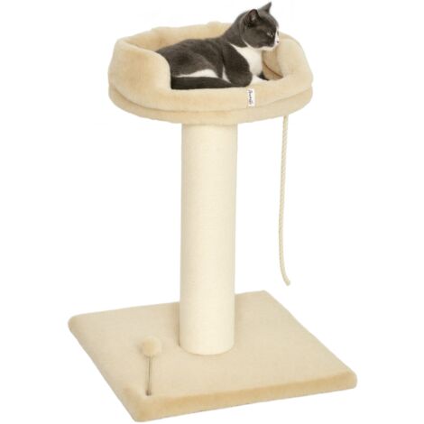 Arbre à chat avec jeu de balle et corde suspendue + plateforme en peluche , 55 x 55 x 83 cm , sisal beige (1/5)