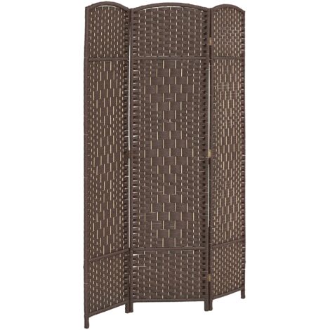 Paravent pliant en bois à 3 panneaux pour salon ou chambre, 135 x 180 cm, marron (1/5)