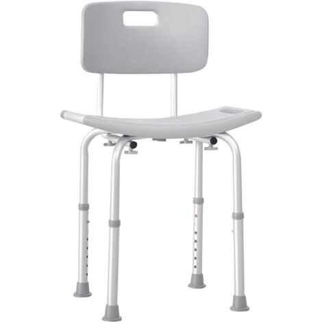 Siège de douche ergonomique, hauteur réglable, pieds antidérapants, charge maximale 136 kg, aluminium, PEHD gris (1/5)