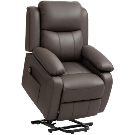 Fauteuil releveur électrique, fauteuil inclinable électrique avec repose-pieds, télécommande et 2 poches, 76 x 90 x 105 cm, marron (1/5)