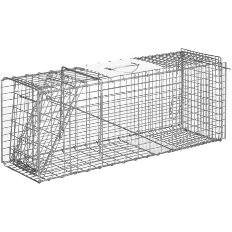 Cage pliable pour petits animaux (rats et souris) - 2 portes avec poignée - 81 x 26 x 34,5 cm - acier gris (1/5)