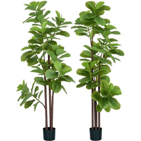 Lot de 2 figuiers lyre artificiels (Ficus lyrata), 180 cm de haut, avec pot. (1/5)