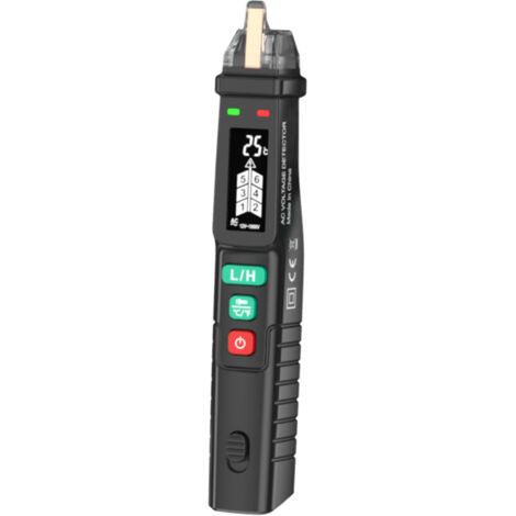Non-contact AC Voltage Tester FY18D, Dual Range 12V-1000V/48V-1000V, Live/Neutral Wire Detection, Ambient Temperature Measurement, with LCD Display (1/5)