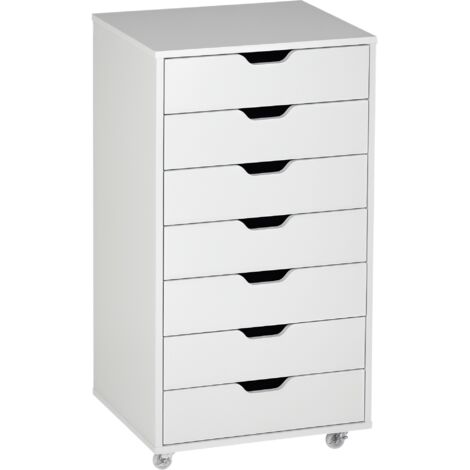Classeur à sept tiroirs, avec roulettes , Blanc (1/5)