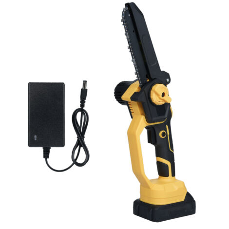 Mini tronçonneuse sans fil 6 pouces, électrique avec batterie 2,0 Ah 20 V, protection anti-éclaboussures, verrouillage de sécurité pour taille arbres (1/5)