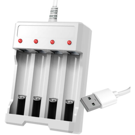 Chargeurs de piles USB à 4 emplacements pour piles rechargeables AA et AAA à charge rapide (1/5)