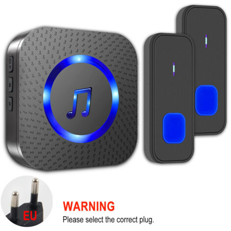 Sonnette musicale sans fil, bouton étanche avec une portée de 300 mètres, sonnette intelligente alimentée par secteur (norme européenne) (1/4)
