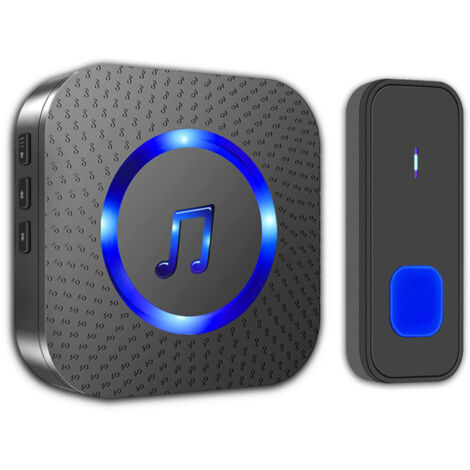 Sonnette musicale sans fil, bouton étanche avec une portée de 300 mètres, sonnette intelligente alimentée par secteur (norme européenne) (1/4)