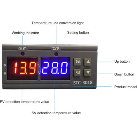 Contrôleur De Température Numérique SODIAL – Thermostat 3018, Régulateur à 2784, 12-24V