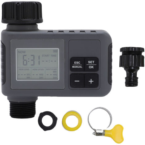 Minuteur arrosage auto avec écran LCD pour robinet 3/4 à 1/2 pouce, jardin ou cour extérieure