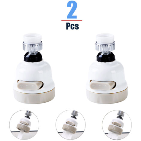 Lot de 2 surpresseurs pour robinet, pommeau de robinet de cuisine amovible, douchette en ABS, filtre anti-éclaboussures, rotation à 360°, 3 modes de jet, économie d'eau, compatibilité universelle (1/5)