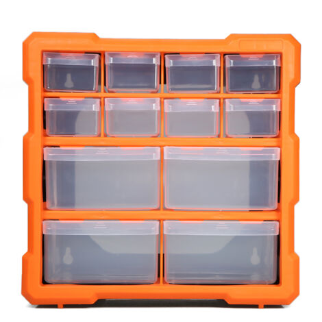 Boîte de rangement à tiroirs pour pièces en plastique, à plusieurs compartiments, avec 12 séparateurs et grilles. (1/5)