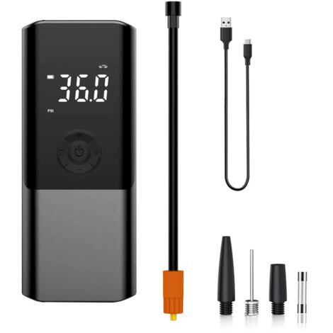 Pompe air portable voiture sans fil 150 PSI, compresseur gonfleur pneus avec LED, arrêt auto, compatible batterie externe, pour auto moto vélo ballons (1/5)