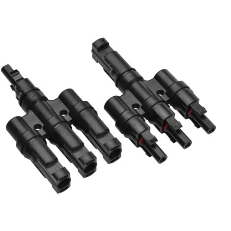 Connecteurs en T pour branchement en parallèle de panneaux solaires câble étanche IP67 à 3 voies avec connecteurs mâle et femelle, calibre 14 AWG à 10 AWG. (1/5)