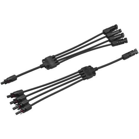 Connecteurs solaires en Y, adaptateur de câble parallèle, connecteur de câble solaire à 4 voies, autobloquant, étanche IP67, connecteur d'extension mâle/femelle pour panneau PV, calibre 12 AWG (1/5)