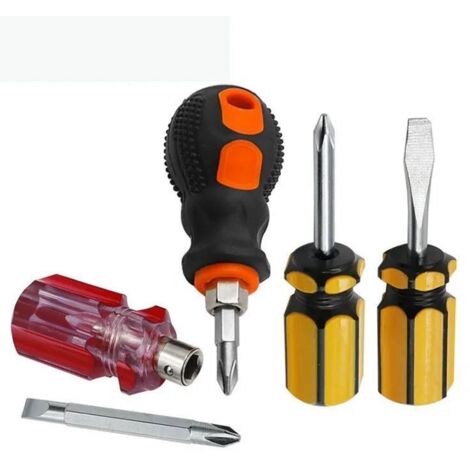 Mini tournevis en forme de carotte, magnétique, double usage, plat, cruciforme, ultra-court (1/5)