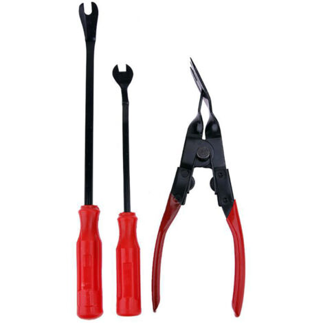 Kit de 3 outils pour la réparation automobile : pince à clips et extracteur de fixations pour garnitures de portières, rivets et boucles. (1/5)