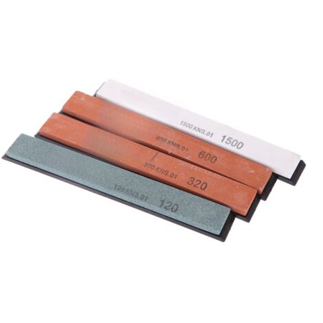Lot de 4 pierres à aiguiser (grains 120, 320, 600 et 1500) pour couteaux de cuisine et ciseaux. Aiguiseur professionnel à grain fin, moyen et gros. (1/5)