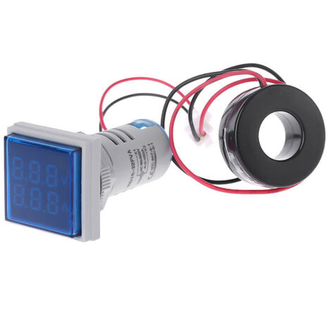 Mini voltmètre/ampèremètre numérique carré à LED, avec voyant lumineux, indicateur de tension et de courant, 60-500 V CA, 0-100 A (1/5)