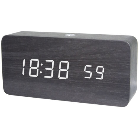 LIFCAUSAL Réveil Digital LED en Bois avec Contrôle APP – Affichage Heure/Température/Date – Horloge Électronique de Bureau 4 Niveaux de Luminosité, Commande Vocale, Alimentation USB ou sur Piles (1/5)