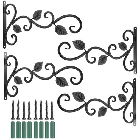 4Pcs Wall-mounted Iron Hooks Plant Holder Decorative Hook for Bird Feeder Flower Pot Lantern Wind Chime (1/5)