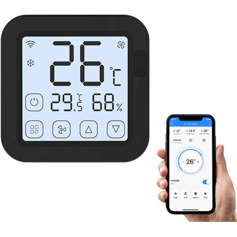 Tuya Smart Wifi IR Air Conditioner Controller Thermostat with LCD Display App Control Temperature Humidity Sensor Monitor Compatible with Google Home for Mini Split Portable AC (1/5)