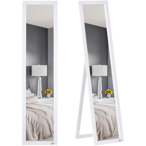 Miroir sur pied ou mural Cadre en MDF 37 x 37 x 154 cm Blanc Installation polyvalente et stable (1/5)
