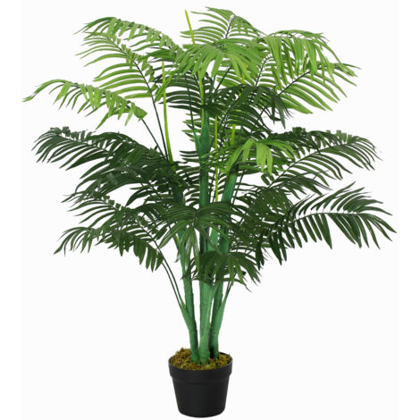 Palmier artificiel de 125 cm, grande plante artificielle avec 18 palmes en pot, pour salon ou balcon. (1/5)
