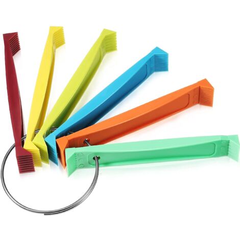 Ensemble de 6 peignes à ailettes FCR6 pour climatisation, avec 12 espacements différents sur poignée annulaire. Ils redressent les ailettes d’évaporateur et condenseur pour un rendement optimal. (1/5)