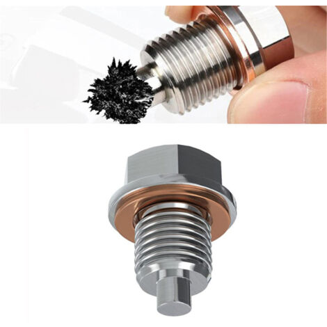 Bouchon vidange huile magnétique M14x1,5 inox avec rondelle cuivre, compatible Audi, Ford, Honda, Hyundai. Joint inclus. (1/5)
