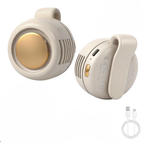 Petit ventilateur portable Cyclone boucle, mini sans pales avec clip, blanc MF019. Silencieux et léger, il se fixe sur sac, poussette ou table pour un rafraîchissement pratique. (1/5)