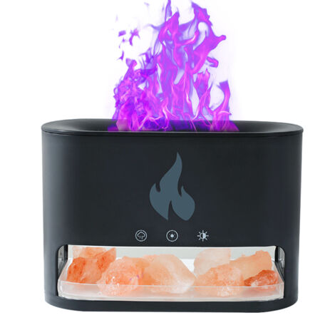 Diffuseur 250ml USB-C – Lampe sel himalayen + effet flamme 4 couleurs, brume fraîche, chambre / yoga / bureau, cadeau apaisant Fête des Mères (1/5)