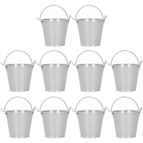 Lot de 10 mini pots pour plantes succulentes, petits seaux en métal argentés, pour décoration intérieure et extérieure, 4 x 5,5 x 6 cm