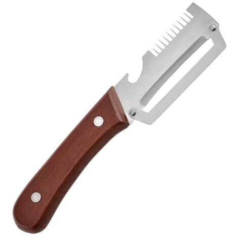 Éplucheur 3 en 1 – Lame inox large, manche bois massif ergonomique, coupe-oignon et râpe à légumes