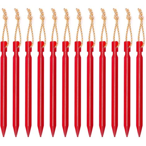 Lot 12 clous triangulaires aluminium 18cm – pour tente extérieur et camping, légers et résistants, maintien sécurisé au sol (1/5)