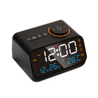 Réveil numérique avec grand écran LED, variateur de luminosité 0-100 %, radio FM, minuterie de sommeil, machine à sons, double alarme, fonction snooze et thermomètre pour adultes, seniors et enfants.
