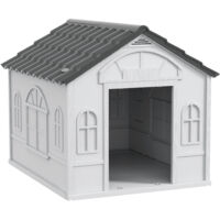 Niche pour chien en plastique résistant aux intempéries, pour l'intérieur et l'extérieur, chiens de taille moyenne - Grise