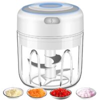 Electric Mini Garlic Chopper, Portable Food Processor, Vegetable Chopper Onion Mincer, Cordless Meat Grinder with USB Charging for Vegetable, Pepper, Onion, Baby Food, Seasoning, Nuts()