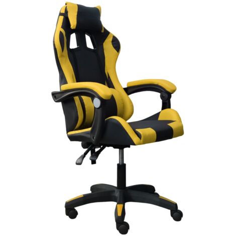 DASCK - Sedia Gaming Ergonomica Reclinabile Cuscini Lombari 200 kg - Giallo (1/5)