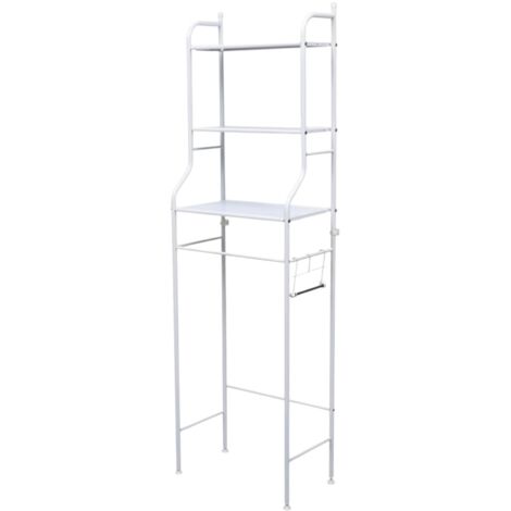 DASCK - Scaffale su WC Bagno 3 Ripiani Metallico 47 x 25 x 155 cm - Bianco (1/4)