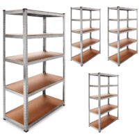 DASCK - Pack di 4 Scaffalature Zincate di 5 Ripiani (180 x 90 x 40 cm ciascuna) Stoccaggio Officina