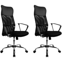 DASCK - Pack di 2 Sedie da Ufficio DASCK – Ergonomiche con Schienale in Maglia, Base Cromata e Braccioli Fissi
