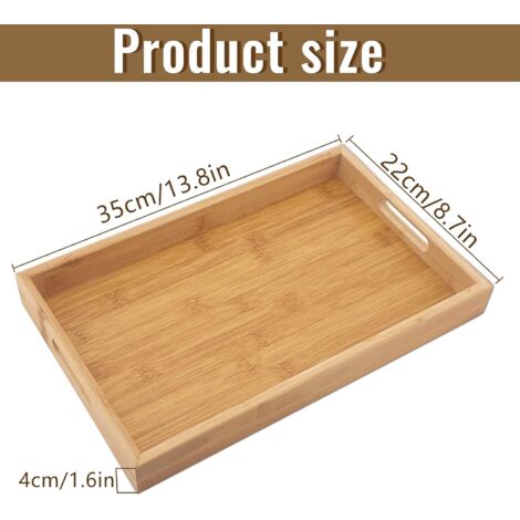 Plateau de Service en Bois Rectangulaire 30*20*4cm Plateau de Service avec Poignées Plateau en