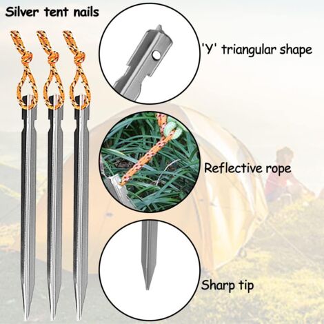 Keplin Lot De 50 Piquets De Tente En Alliage D'acier – 23 Cm | Résistants Aux Intempéries, Antirouille, Polyvalents, Robustes Et Durables Pour Camping, Tonnelles, Filets, Randonnée Et Bâches