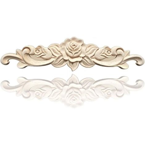 Moulure Décorative Bois Ovale 2 Pièces 27x15cm - Ornement Non Peint Pour Meubles Et Cuisine