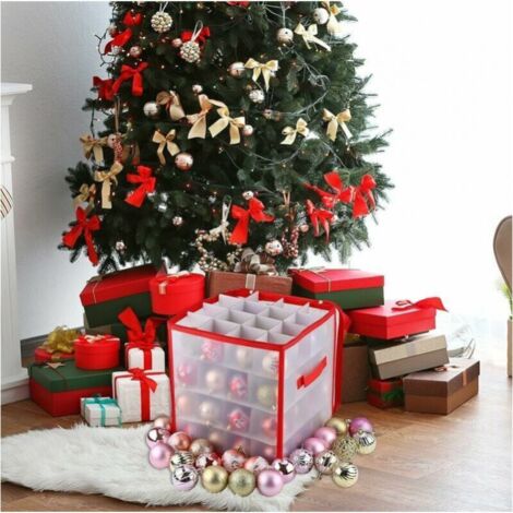 Boîte De Rangement Pour Décorations De Sapin De Noël | Boîte De Rangement à 64 Compartiments Pour Décorations De Noël | Boîte De Rangement Pour Boules De Noël Avec Sections