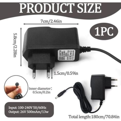 Chargeur 26V 500mA Pour Hoover H-Free - Adaptateur Secteur 1.8m Compatible Avec Modèles 100, 200, 500, 700, 800