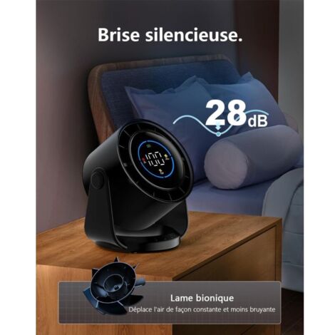 Ventilateur De Bureau Oscillant Silencieux - 5 Vitesses, Télécommande, Batterie 2000mAh, Support Smartphone Intégré