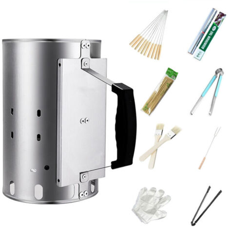 Pot D'Allumage Pour Charbon De Bois - Fond Creux, Manche En Bois - Pour Barbecue, Camping, Feu Extérieur