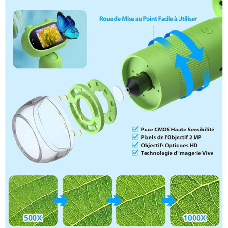 Microscope Portable Pour Enfants 50x-300x Avec LED - Digiscope Pour Explorations Scientifiques - Cadeau Éducatif